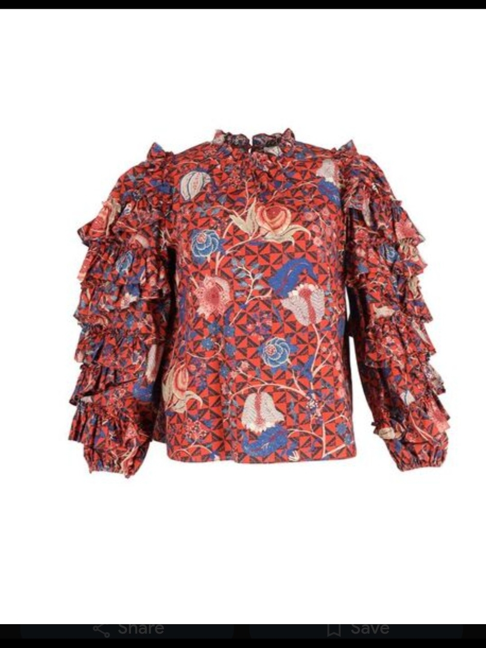 Ulla Johnson Ruffled Sleeve Top in Red Cotton